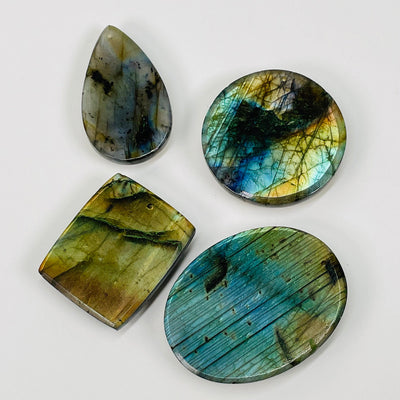 back side to the labradorite pendants are polished to a smooth finish 