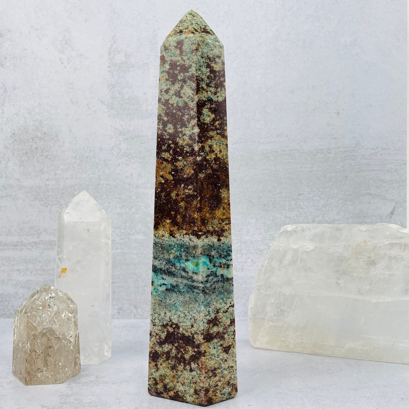 amazonite tower displayed at a different angle 