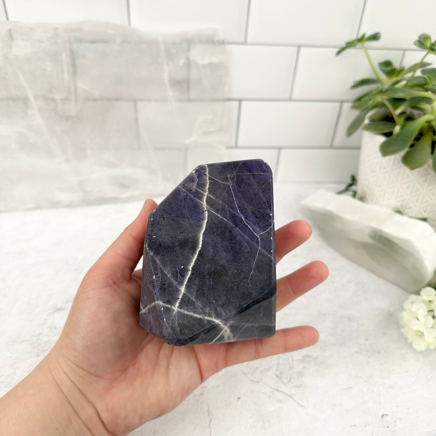  Purpurite Polished Stone - OOAK - in hand for size reference  