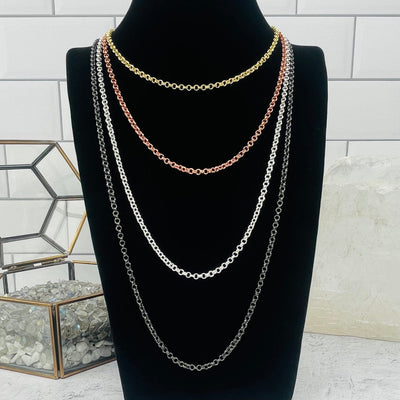 Double Chain Necklaces displayed to show the differences in the color tones 