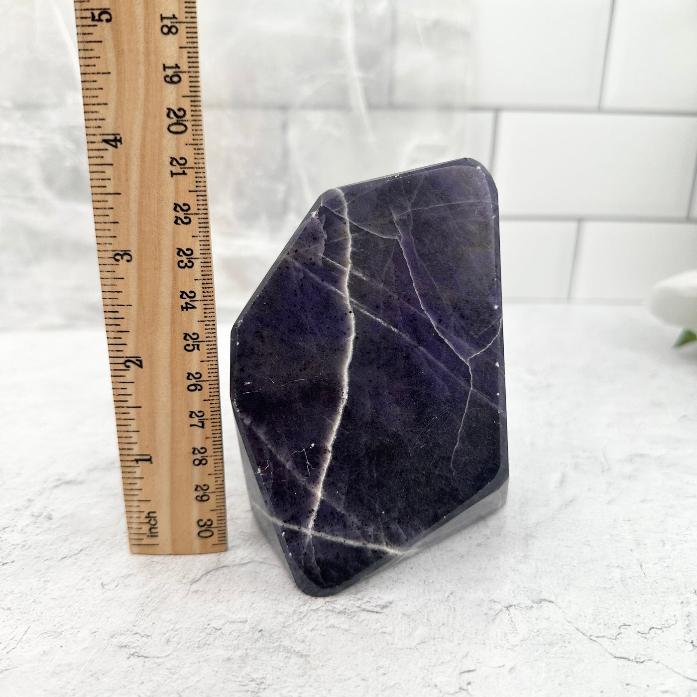  Purpurite Polished Stone - OOAK - with ruler for size reference 