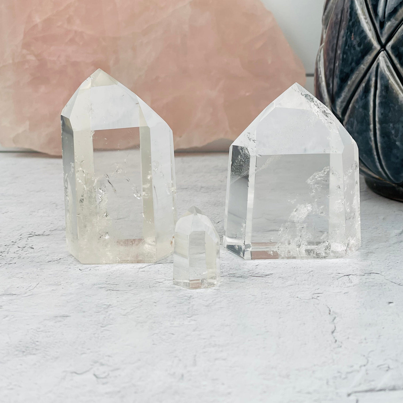 Crystal Quartz Points displayed as home decor 