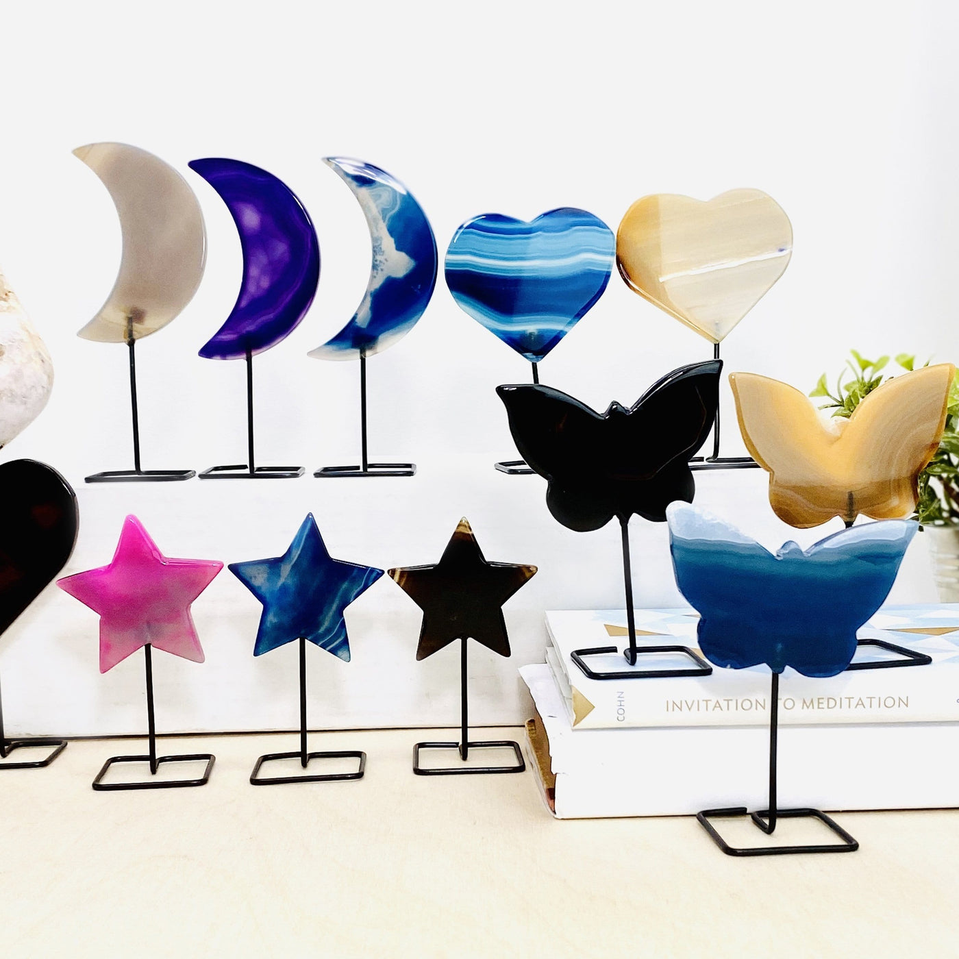 Picture of all of the shapes we have available on metal stands. 
