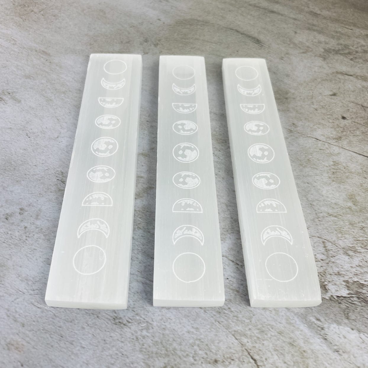 Selenite Charging Plates Engraved with Moon Phase Design