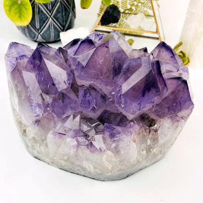 Amethyst Crystal Cluster  - Large Gorgeous Crystals with Polished Sides closer up