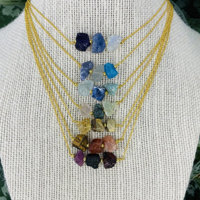 Chakra Collection 3Stone Necklaces with Gold over Sterling Chain