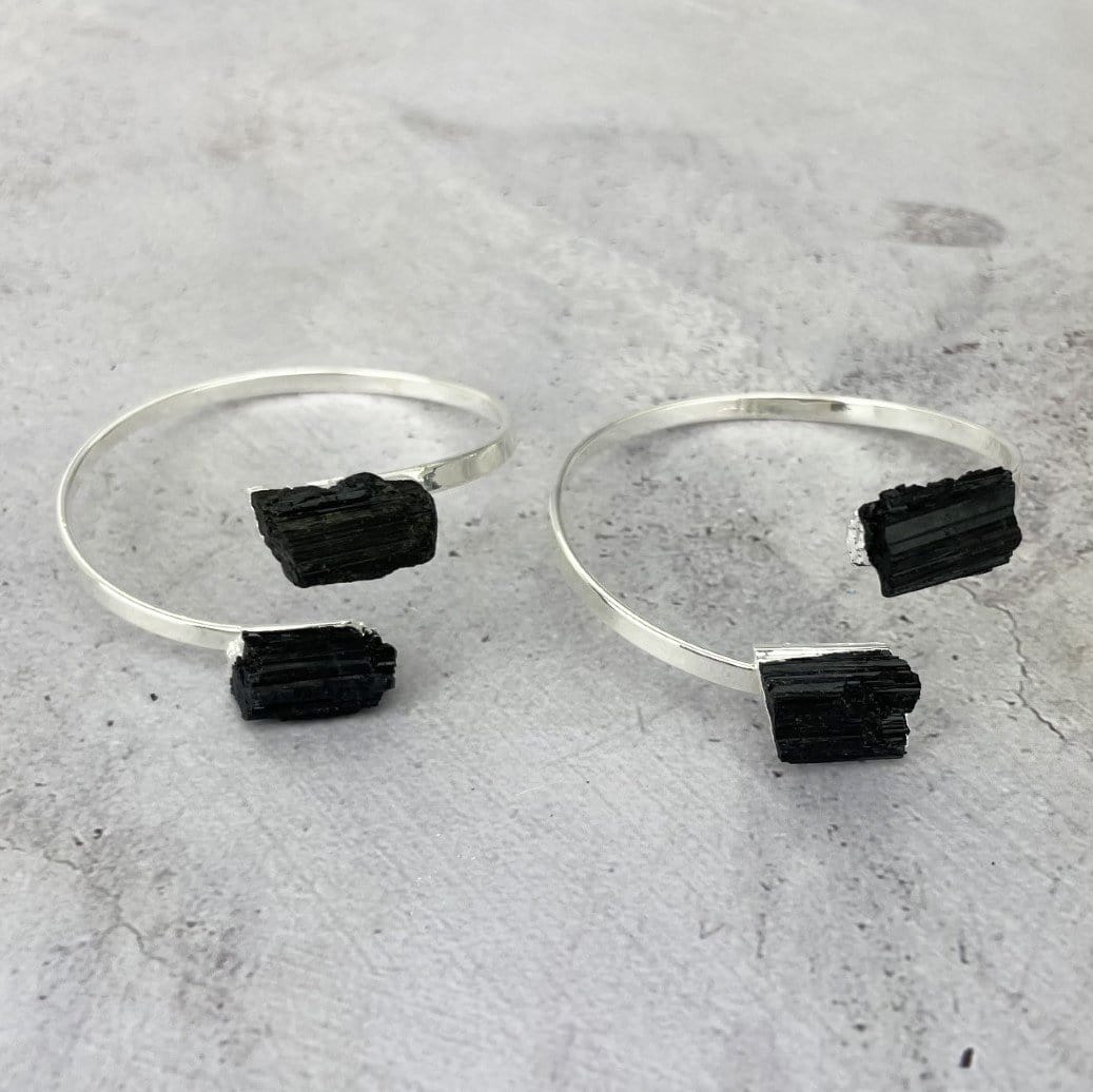 Tourmaline Cuff Crystal Bracelet Silver or 24k Gold Electroplated