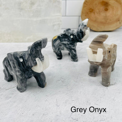 Elephant Carved Onyx Figurine Statues - YOU CHOOSE COLOR