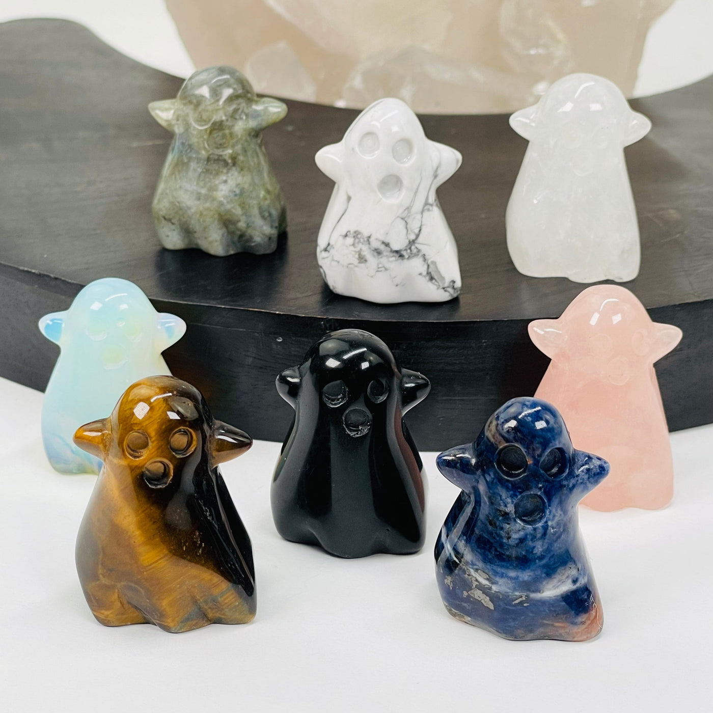 multiple gemstone ghost displayed to show the differences in the stone types 