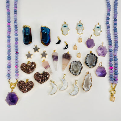 these candy pendants were selected to compliment this lavender candy necklace 