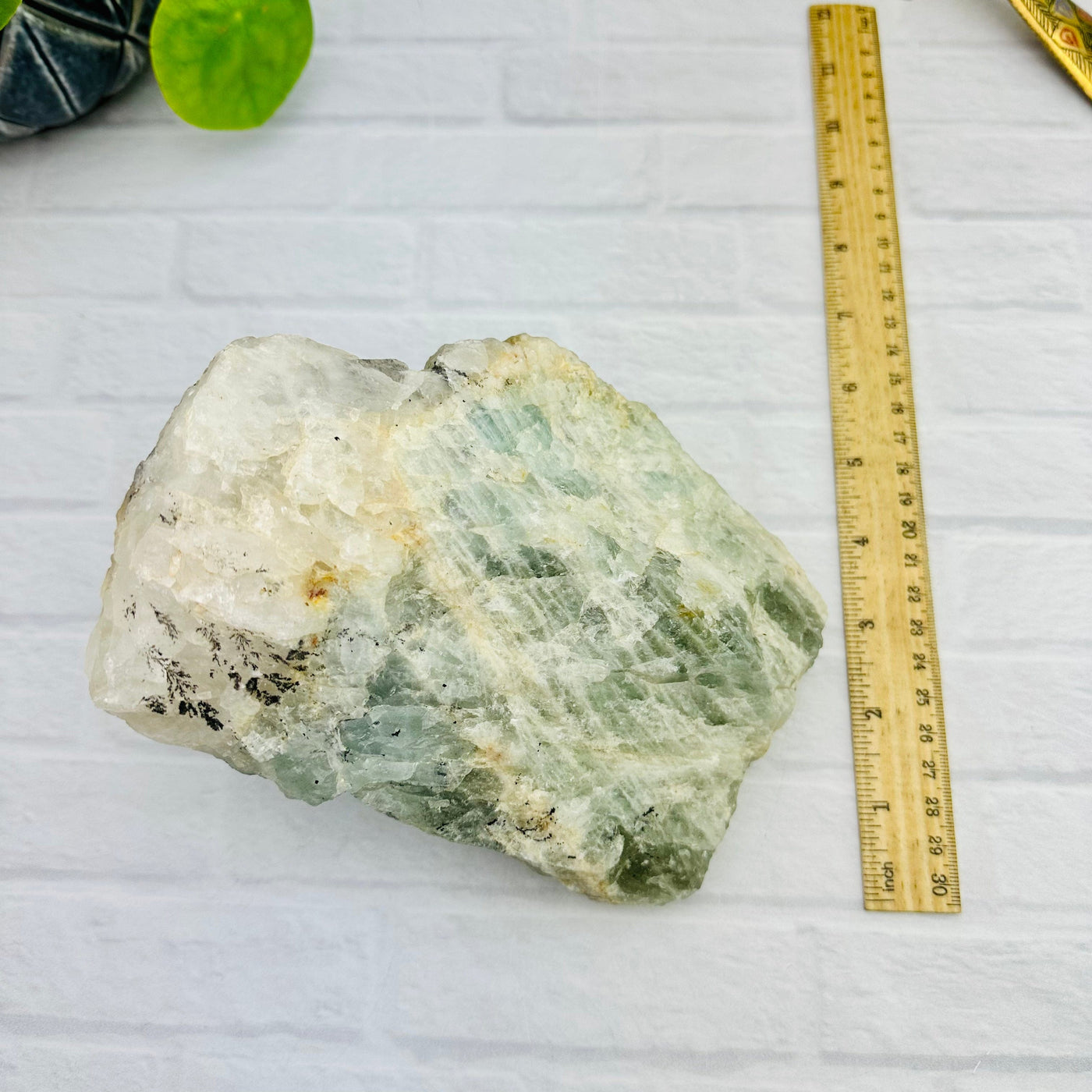 Aquamarine large rough stone - next to ruler for size refence 