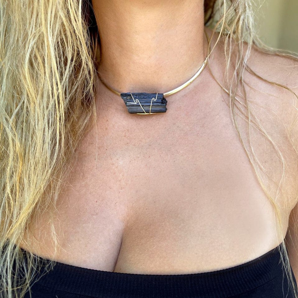 Black Tourmaline necklace on woman