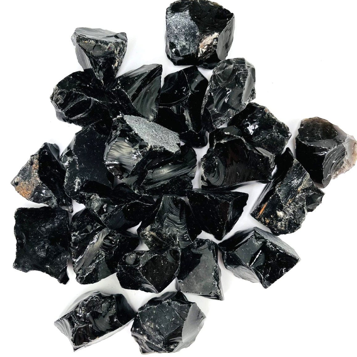 Black Obsidian Natural Stones in a pile
