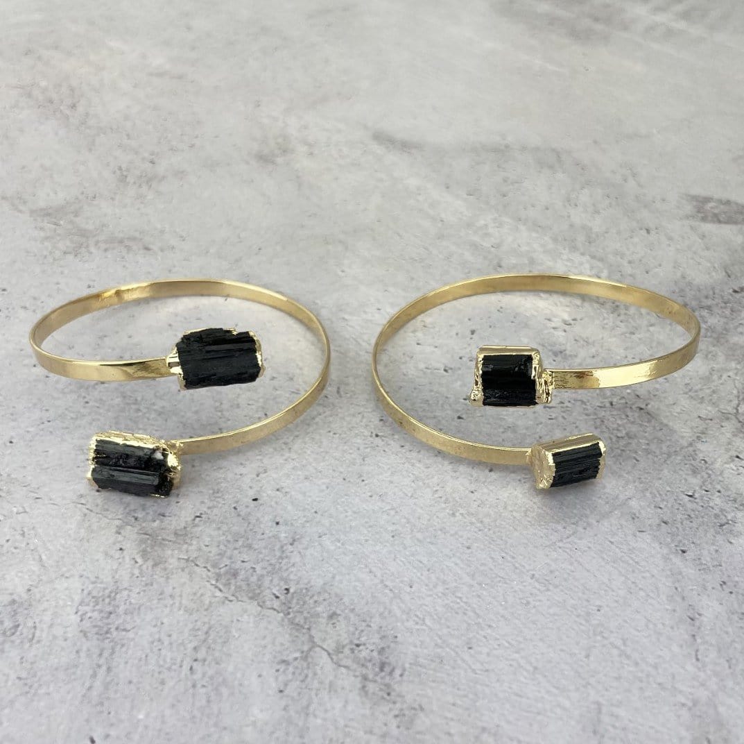 Tourmaline Cuff Crystal Bracelet Silver or 24k Gold Electroplated