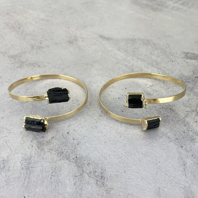 Tourmaline Cuff Crystal Bracelet Silver or 24k Gold Electroplated