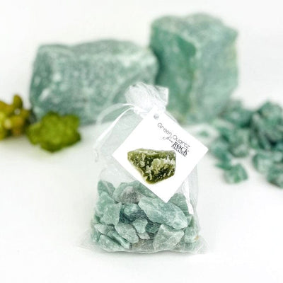 Green Quartz Stones - Tied & Tagged in an Organza Bag