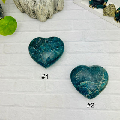 Polished Blue Apatite Hearts - YOU CHOOSE - choices number one and two back view