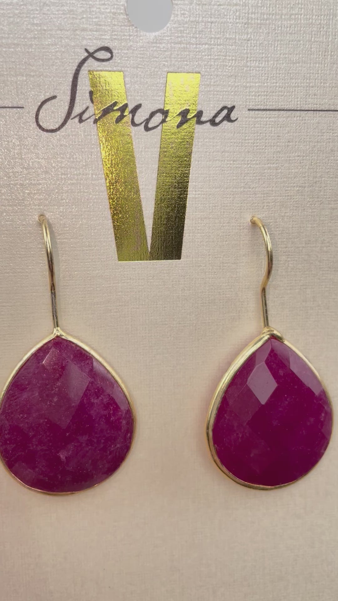 Gemstone Drop Earrings - Dyed Ruby or Turquoise Howlite  -