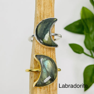 rings available in sterling silver or gold over sterling silver with a labradorite gemstone 