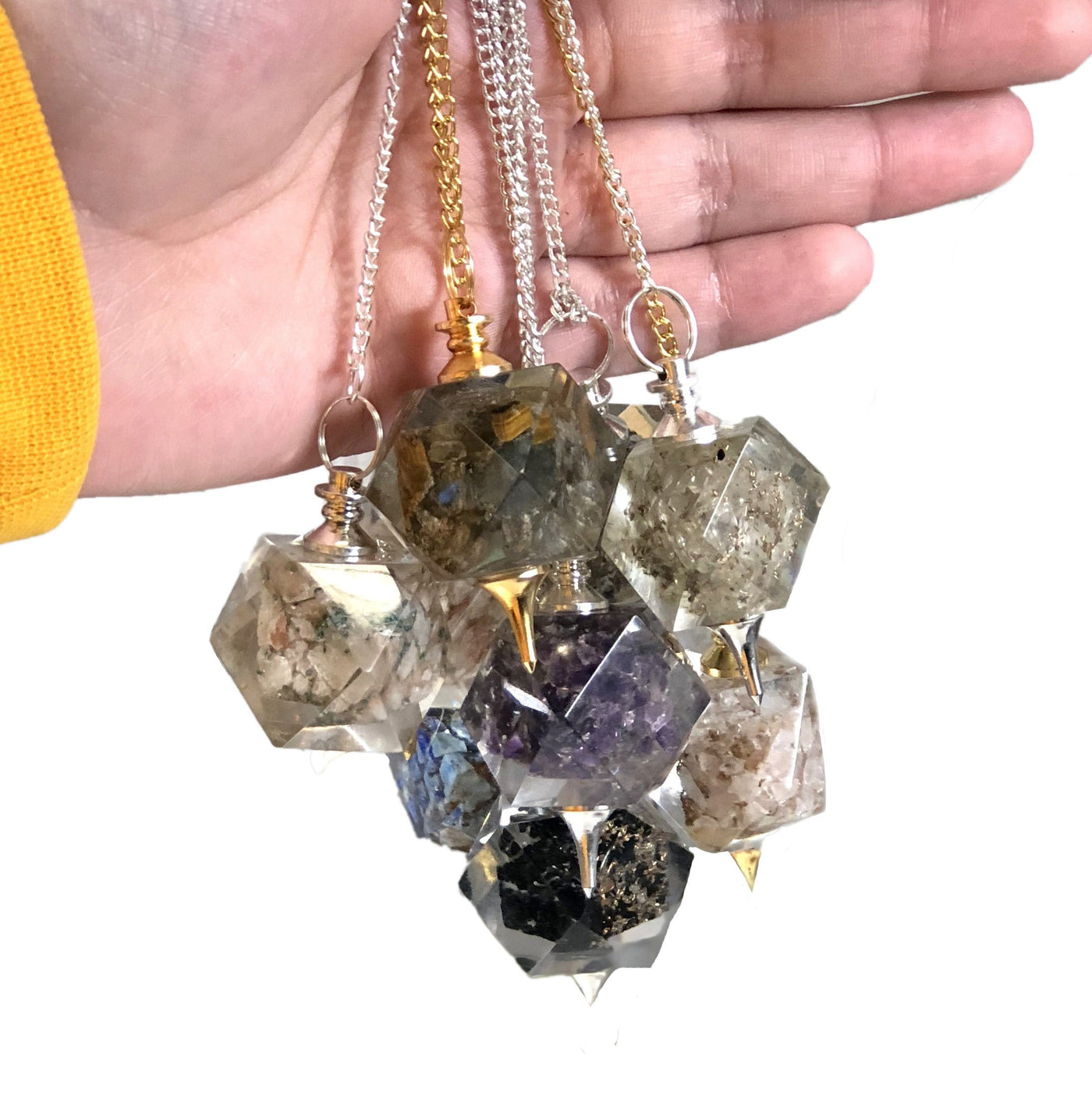 Different stone variety of Pendulum with Gold/Silver Toned Chain and Bail