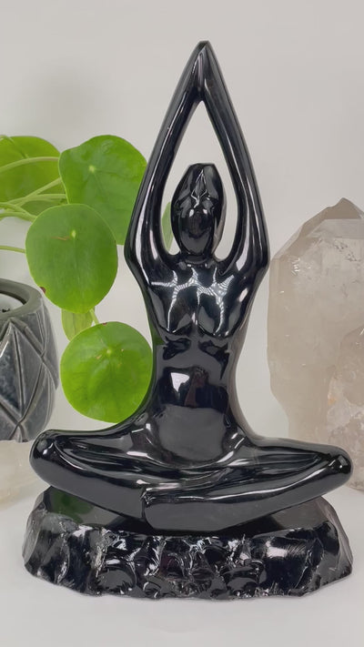 Gold Sheen Obsidian Meditating Goddess