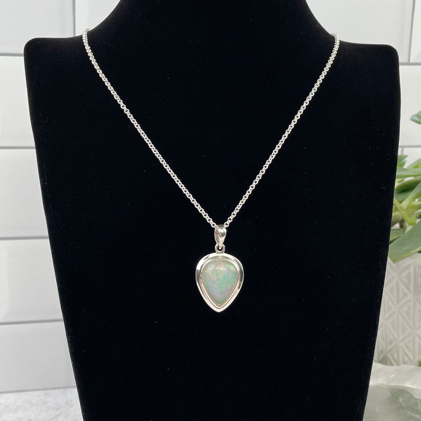 Opal Necklace displayed to show how it hangs 