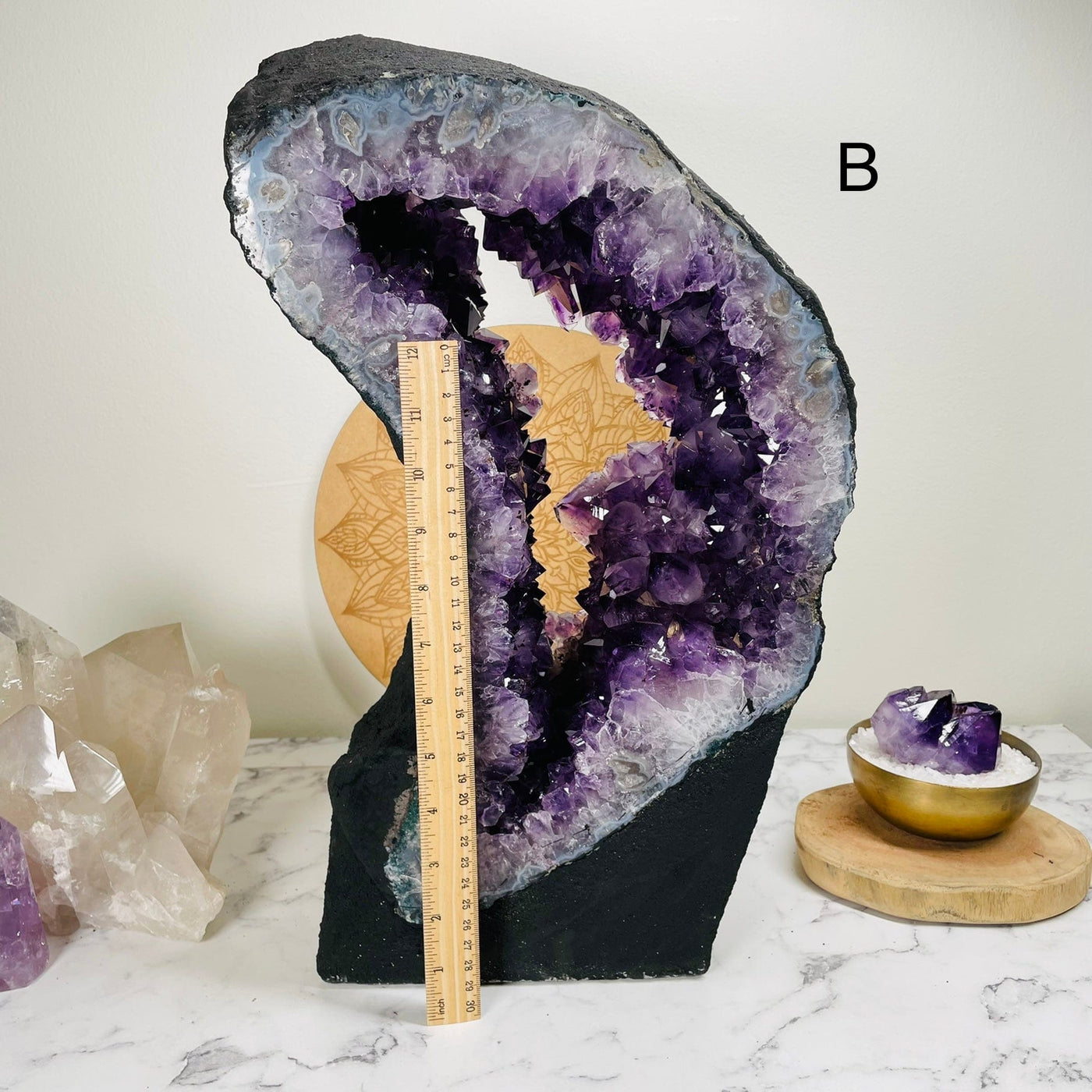 option B amethyst portal displayed next to a ruler for size reference 