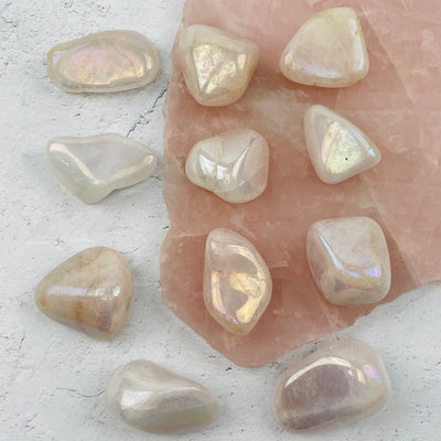 close up of the crystal quartz treated stones 