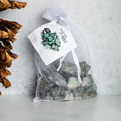 Emerald Stones - Tied & Tagged in an Organza Bag