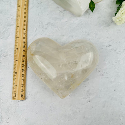 Crystal Quartz Heart - OOAK - with ruler for size reference 