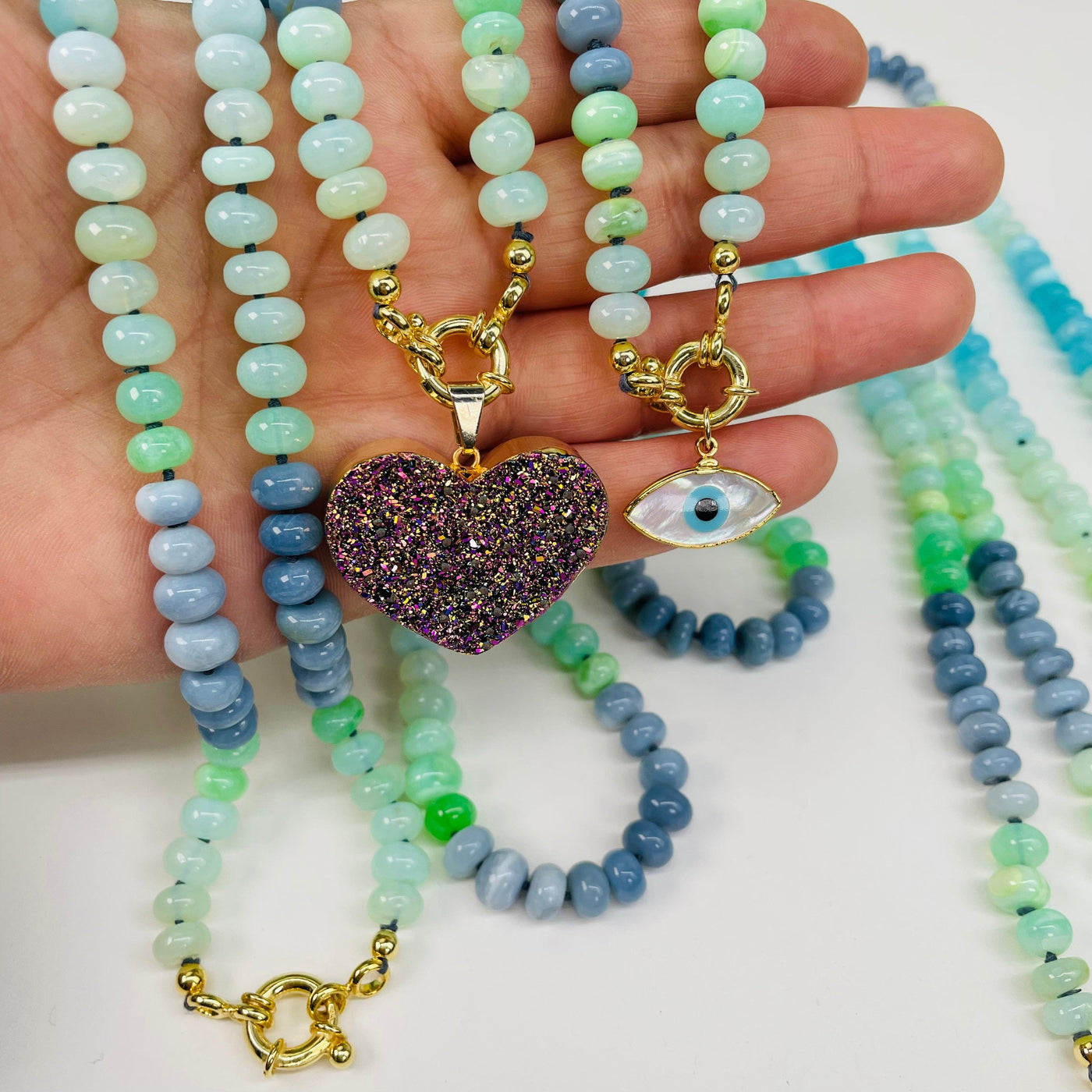 necklaces displayed with candy charms 