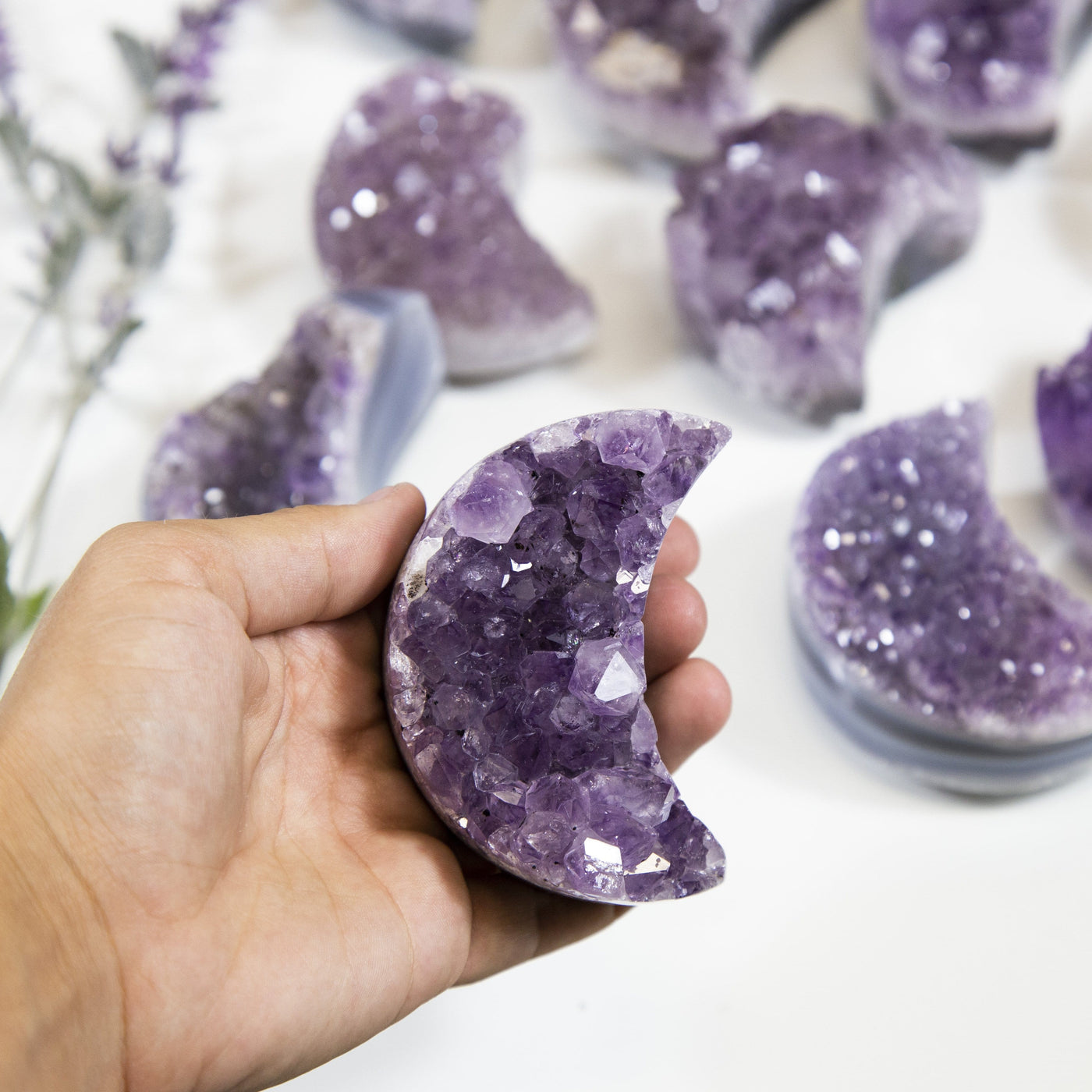 Amethyst Moons - one in a hand