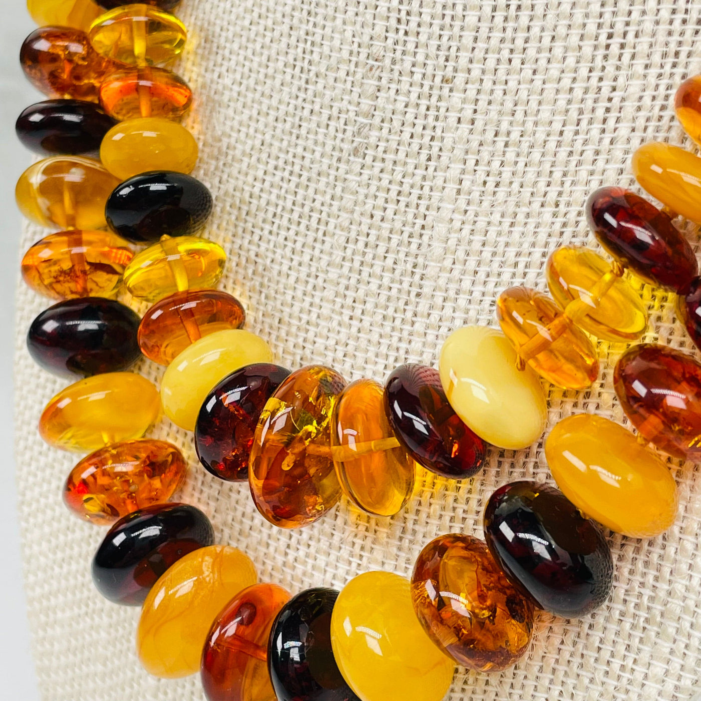 close up of the details on the amber beads 