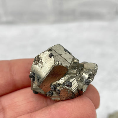 close up of a pyrite cluster 