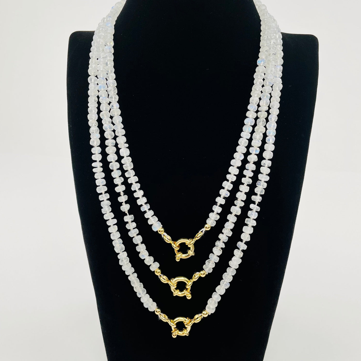 moonstone necklaces available in three sizes, 16", 18" and 20"