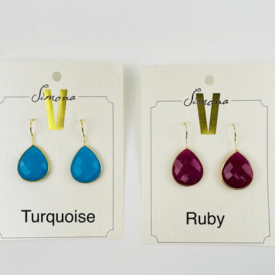 earrings available in turquoise or ruby 
