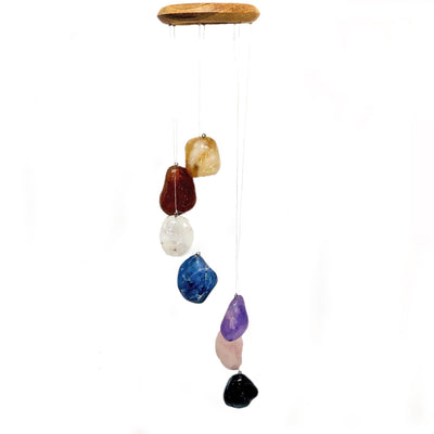 tumbled stone wind chime with a wooden top