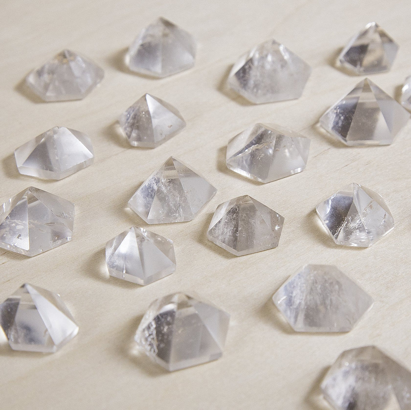 Hexagonal Crystal quartz Pyramid side view to show size variations