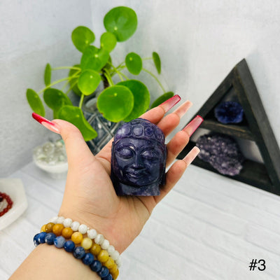 Lepidolite Buddha Head - You Choose - choice number three in hand for size reference