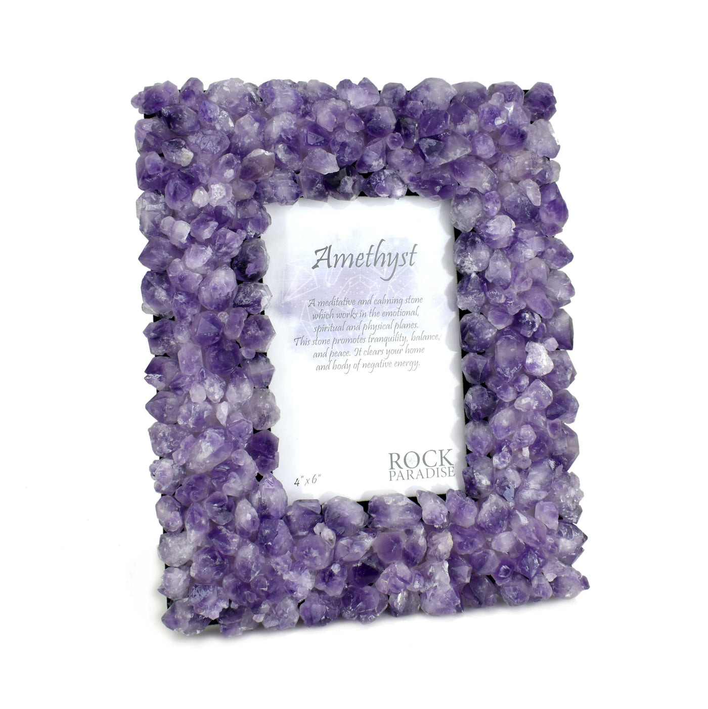 Stone Picture Frame - amethyst on a table