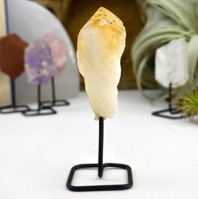 Natural Crystal Decor - Rough Stone on Metal Stand - citrine