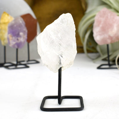 Natural Crystal Decor - Rough Stone on Metal Stand - crystal quartz