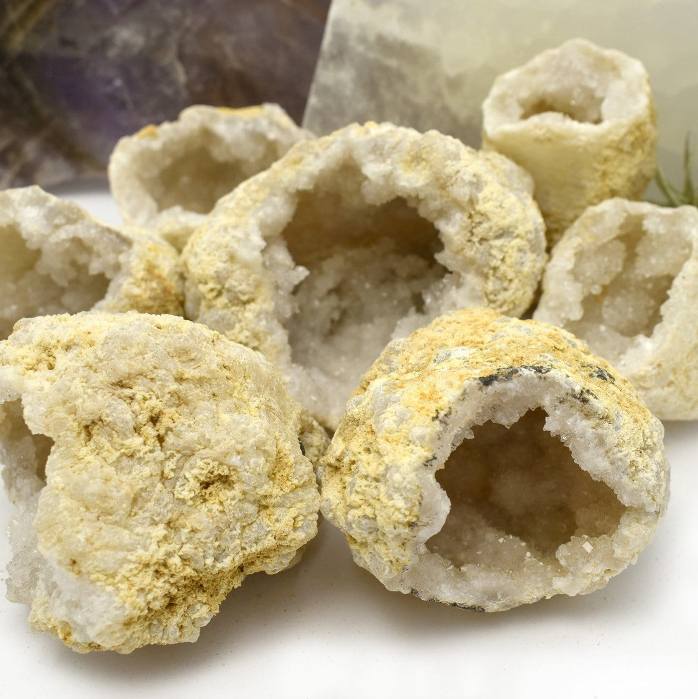 up close shot of White Druzy Geodes