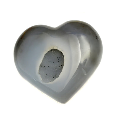 Natural Agate Druzy Heart grayish with druzy in the center
