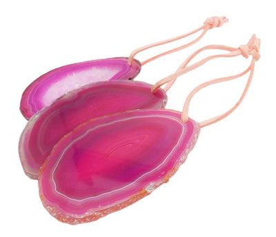 3 pink agate ornaments