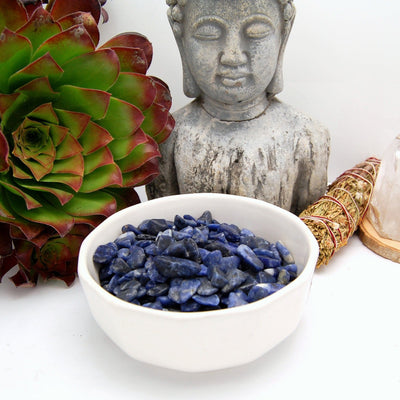 tumbled sodalite small stones in bowl 