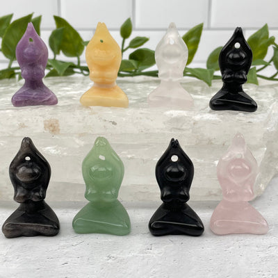 Gemstone Yoga Goddess displayed to show the differences in the crystal types