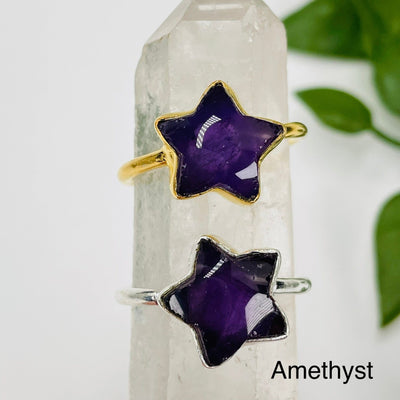 rings come in sterling silver or gold over sterling silver with an amethyst gemstone