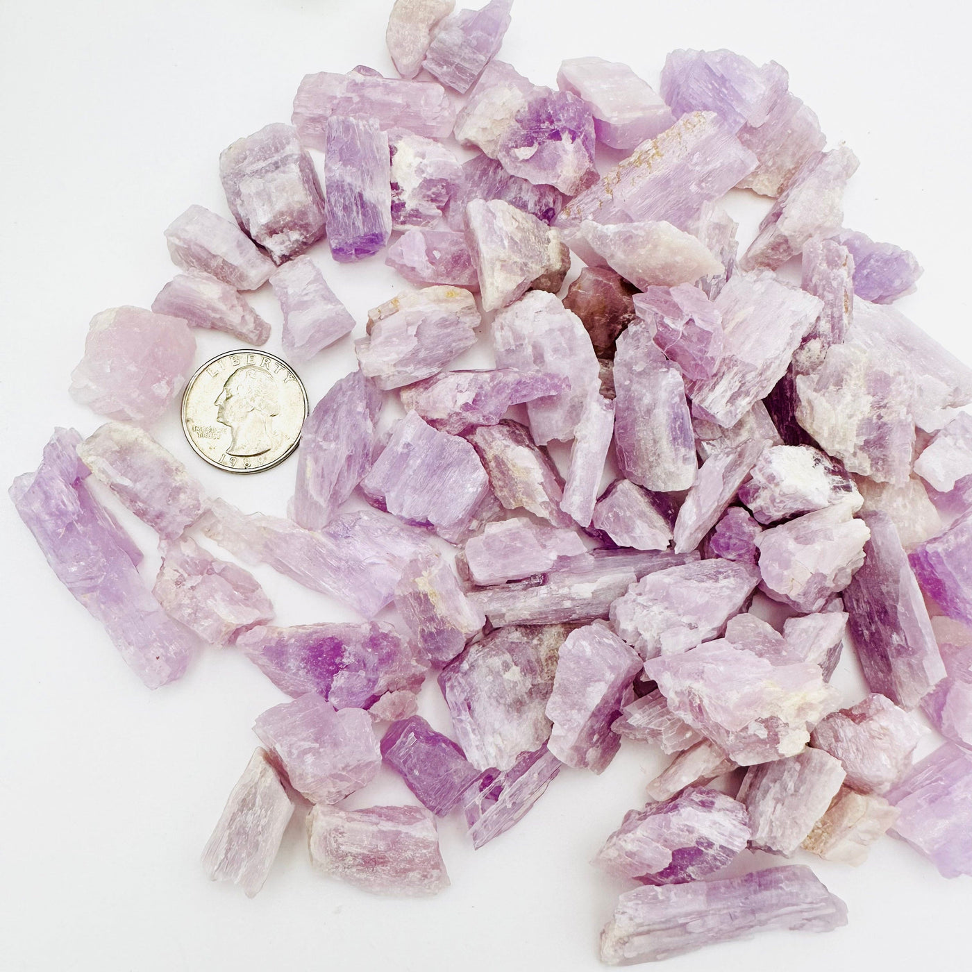Raw Kunzite - YOU GET ALL - with quarter to show size reference 