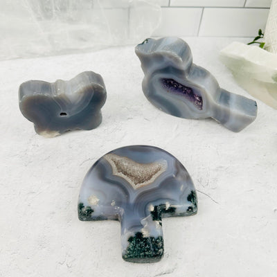 Agate Druzy Wildlife Set - YOU GET ALL - front view